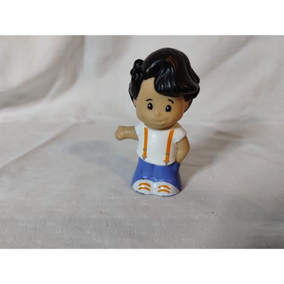 Fisher Price Little People Figure - Kobe - White Shirt Orange Suspenders - Picture 1 of 3